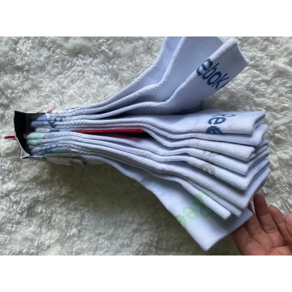 Reebok Target Cushion White Ankle Socks 6 Pairs Shoe Size 4-9 Comfort NEW Womens